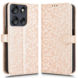 θήκη πτερύγιο για Motorola Moto G56 5G, Wallet Rhombus, χρυσή