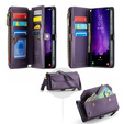 θήκη CASEME για Samsung Galaxy S24 FE, RFID Leather Wallet, με λουράκι ώμου, μωβ