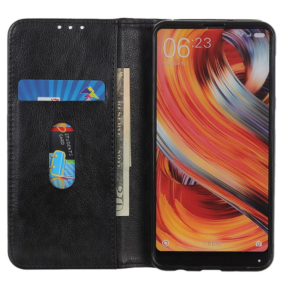 Θήκη για Samsung Galaxy S24 Ultra, Wallet Litchi Leather, μαύρη