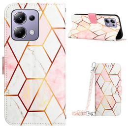 Θήκη με πτερύγιο για Xiaomi Redmi Note 13 Pro 4G / Xiaomi Redmi Note 14S / Xiaomi Poco M6 Pro 4G, Wallet, Marble ροζ