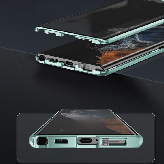 Μαγνητική θήκη MagSafe Dual Glass για Samsung Galaxy S24 Ultra, πράσινη