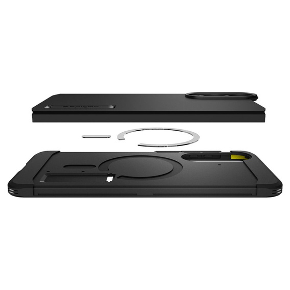 θήκη Spigen για Samsung Galaxy S25 Edge, Tough Armor Mag Mag MagSafe, μαύρη + μετριασμένο γυαλί 9H