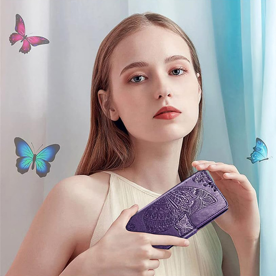Θήκη με πτερύγιο για Motorola Edge 60 / 60 Fusion, Butterfly, μωβ