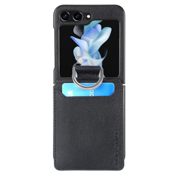 Θήκη για Samsung Galaxy Z Flip7 FE / Z Flip6, Card Slot Ring Case, μαύρη