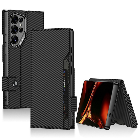 Θήκη με πτυσσόμενο καπάκι GKK Card Slot Wallet για Samsung Galaxy S26 Ultra, μαύρο άνθρακα