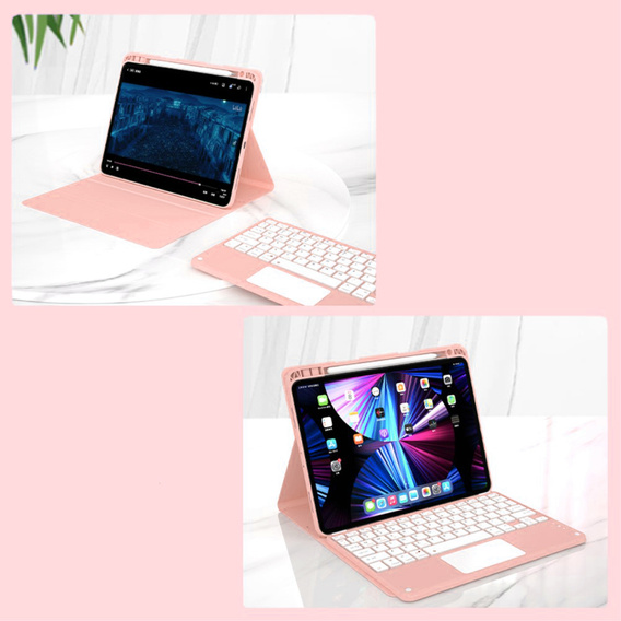 Θήκη + πληκτρολόγιο iPad Air 10.9 4 2020 / 5 2022, Touchpad, ροζ rose gold