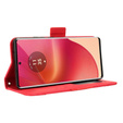 Θήκη με πτερύγιο για Motorola Edge 50 Fusion 5G, Card Slot, κόκκινη