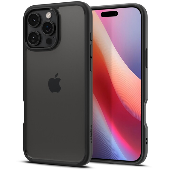 θήκη Spigen για iPhone 16 Pro, Ultra Hybrid, μαύρη + μετριασμένο γυαλί 9H