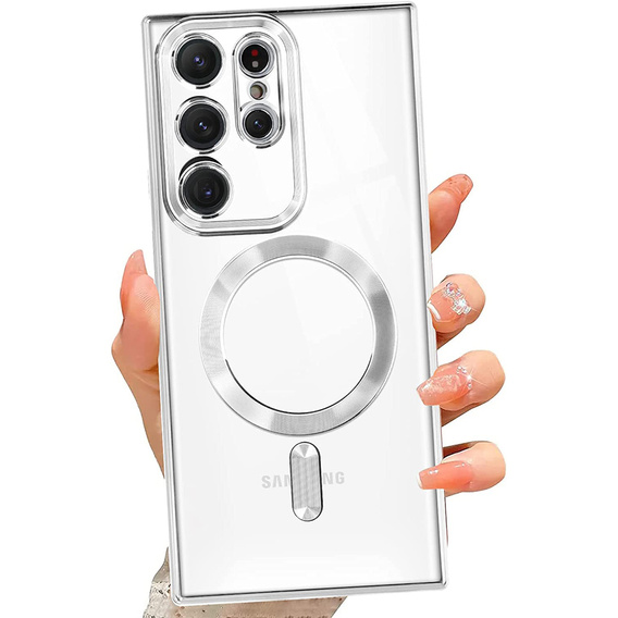 Θήκη για Samsung Galaxy S23 Ultra, MagSafe Hybrid, ασημένια