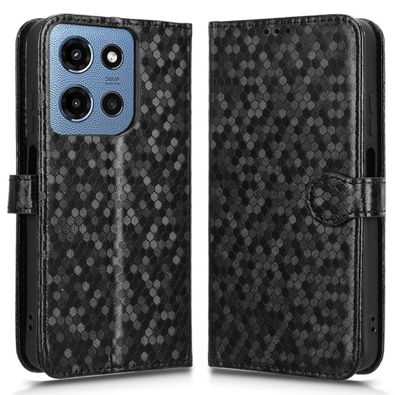 θήκη πτερύγιο για Motorola Moto G86 Power 5G, Wallet Rhombus, μαύρη