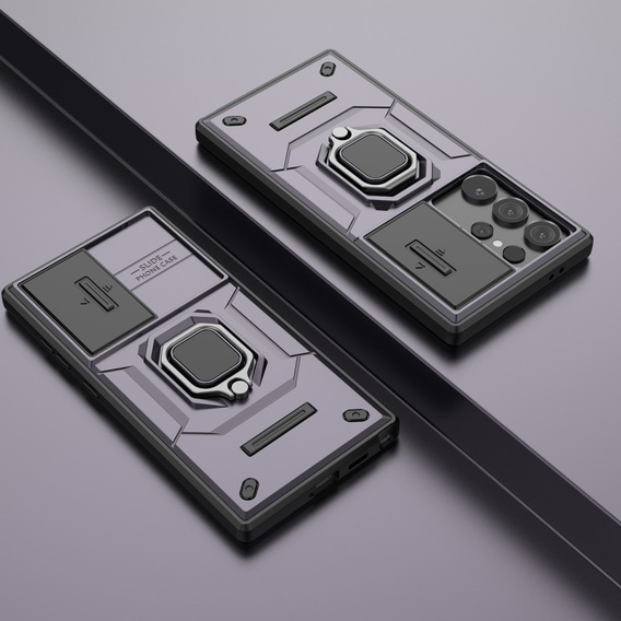 Θήκη για Samsung Galaxy S24 Ultra, KickStand Camera Lens, μωβ