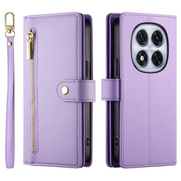 Θήκη με πτερύγιο για Xiaomi Redmi Note 14 Pro 5G / Poco X7 5G, Wallet Zipper Pocket, μωβ