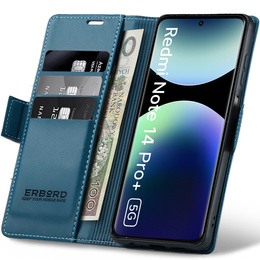 Θήκη για Xiaomi Redmi Note 14 Pro+ 5G / Xiaomi Poco X7 5G / Xiaomi Redmi Note 14 Pro 5G, ERBORD Glossy Litchi, πορτοφόλι με πτερύγιο, μπλε