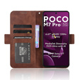 Θήκη με πτερύγιο για Xiaomi Poco M7 Pro 5G, Card Slot, καφέ