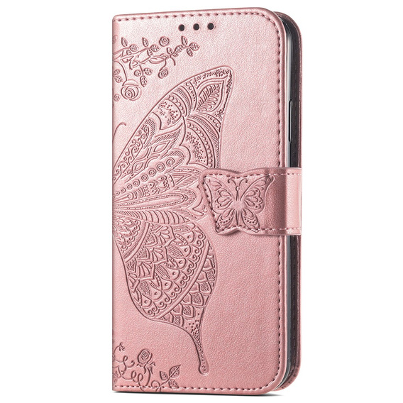 Θήκη με πτερύγιο για Google Pixel 8A, Butterfly, ροζ rose gold