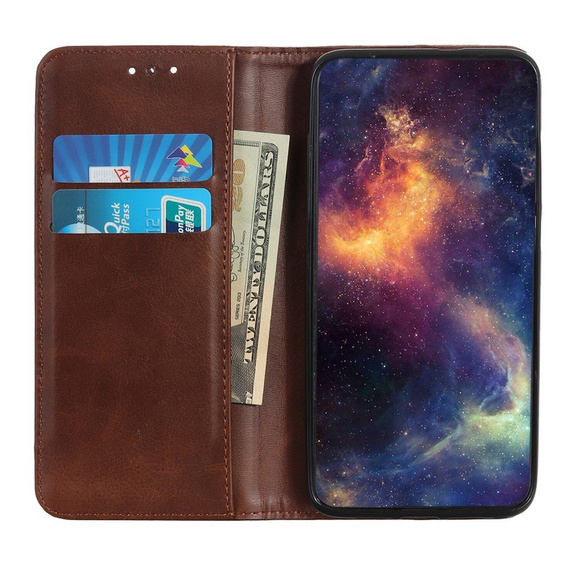 θήκη με πτερύγιο για Samsung Galaxy M51, Split Leather, καφέ