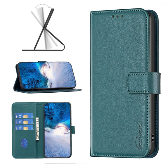 Θήκη με πτερύγιο για Samsung Galaxy S23 FE, BINFEN Wallet, πράσινη + γυαλί 9H 