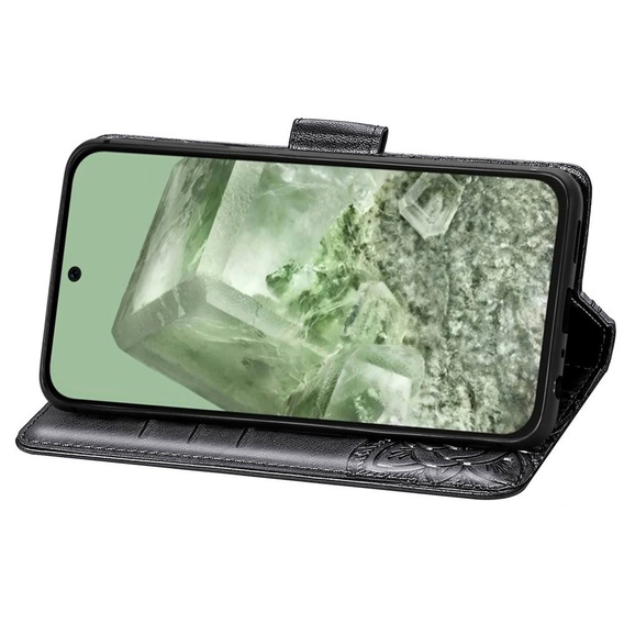 Θήκη με πτερύγιο για Google Pixel 8A, Butterfly, μαύρη