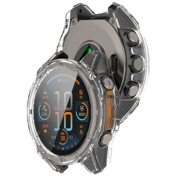 Θήκη 2σε1 + γυαλί μετριασμένο για Garmin Fenix 8 43mm, διαφανής
