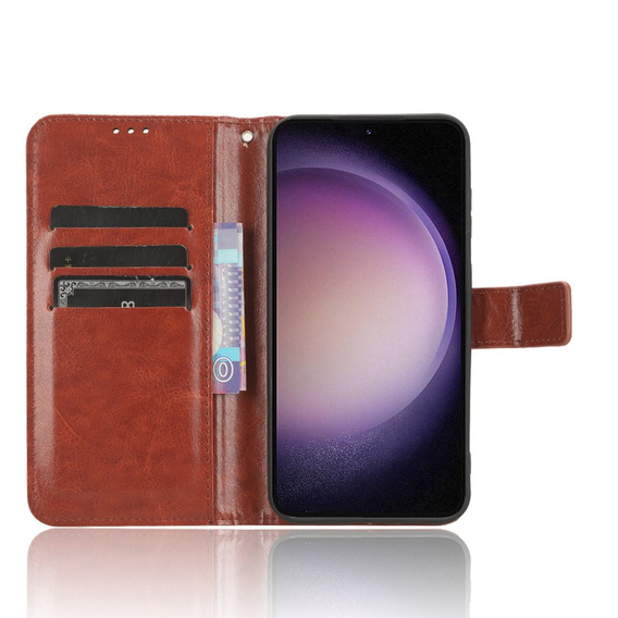 Θήκη με πτερύγιο για Samsung Galaxy S23 FE, Crazy Horse Wallet, καφέ