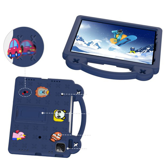 Παιδική θήκη για iPad Air 10.9" 2022/2020 (5/4 gen.) / Pro 11" 2022/2021/2020 (4/3/2 gen.), Cute Patterns, με βάση, σκούρο μπλε