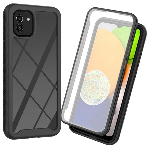Θήκη για Samsung Galaxy A03, Shockproof, με μεμβράνη, μαύρη