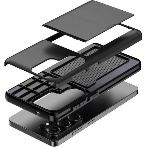 Θήκη με θήκη για κάρτες για Samsung Galaxy S26 Ultra, μαύρη