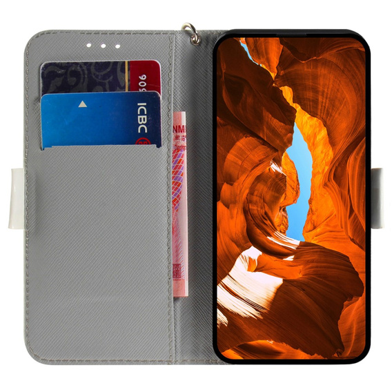 Θήκη με πτερύγιο για Oppo A60, Wallet, Flowers λευκή