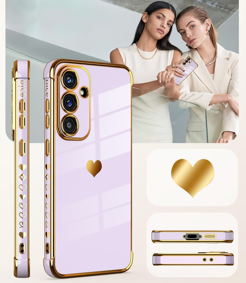 Η θήκη για το Samsung Galaxy A56, Electro heart, μωβ + γυαλί 9H