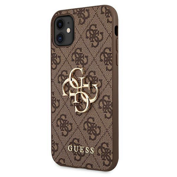 GUESS Θήκη για iPhone 11, 4G Big Metal Logo, καφέ