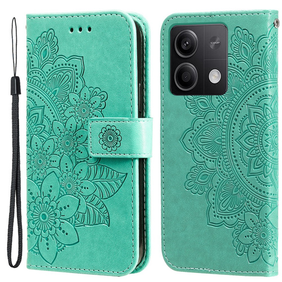 Θήκη με πτερύγιο για Xiaomi Redmi Note 13 5G, Mandala, πράσινη