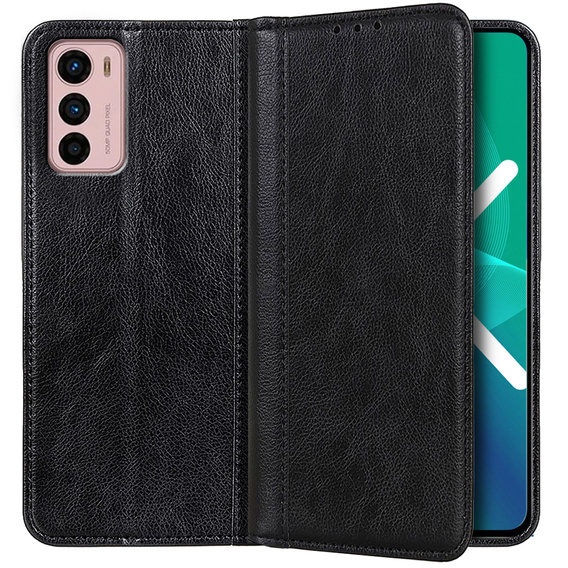 Θήκη για Motorola Moto G42 4G, Wallet Litchi Leather, μαύρη