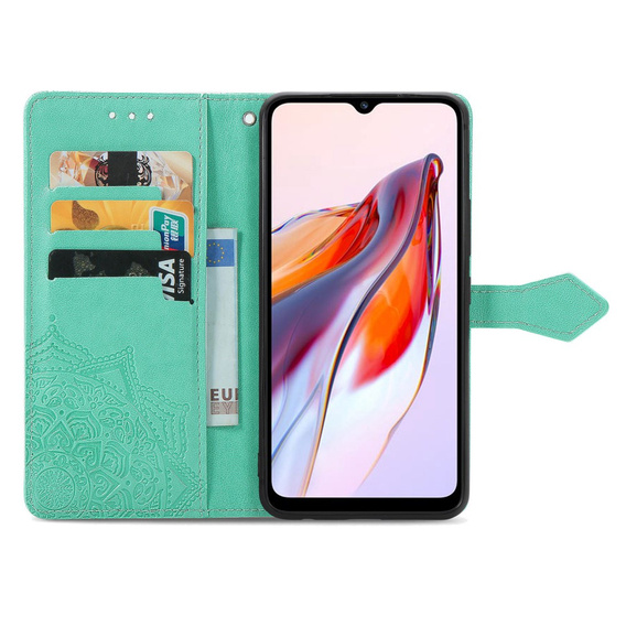 Θήκη με πτερύγιο για Xiaomi Redmi 12C, Mandala, πράσινη