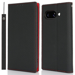 Θήκη με πτερύγιο για Google Pixel 9A, Litchi Skin Grain, μαύρη