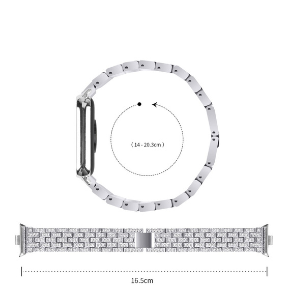 Διαμαντένιο βραχιόλι για Xiaomi Smart Band 8 Pro, Ασημί