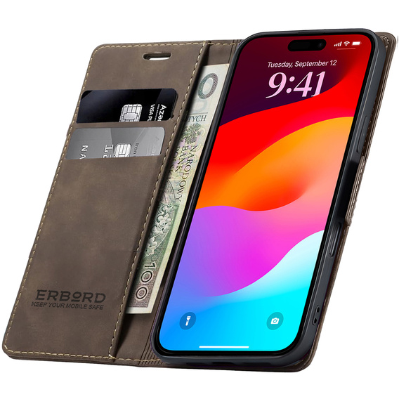 ERBORD Vintage θήκη πορτοφόλι με πτερύγιο για iPhone 17 Pro Max