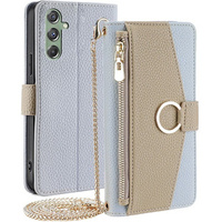 θήκη Wallet Zipper Pocket flip για το Samsung Galaxy M34 5G, Wallet Zipper Pocket, με καθρέφτη, μπλε