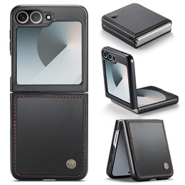Θήκη για Samsung Galaxy Z Flip7 FE / Z Flip6, CASEME Litchi Leather, μαύρη