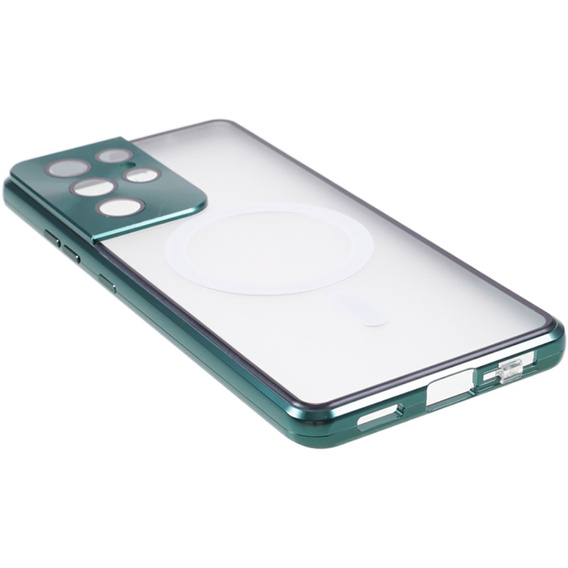 Μαγνητική θήκη MagSafe Dual Glass για Samsung Galaxy S21 Ultra, πράσινη