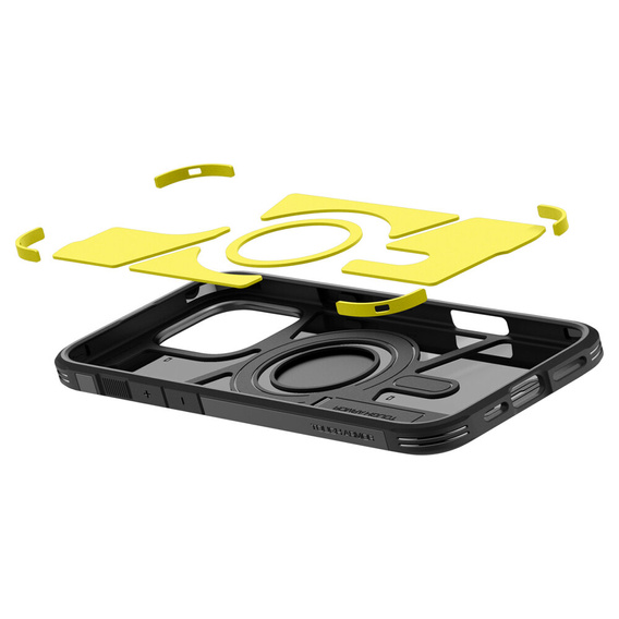 θήκη Spigen για iPhone 16 Pro, Tough Armor Mag Mag MagSafe, μαύρη + μετριασμένο γυαλί 9H