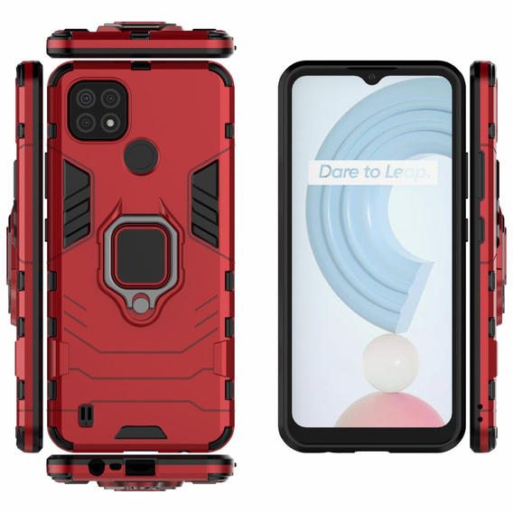 Θήκη για Realme C21, Kickstand Ring, κόκκινη