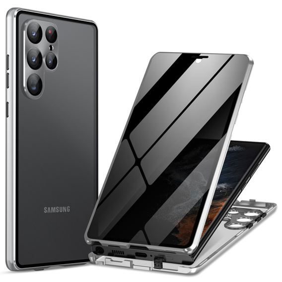 Θήκη για Samsung Galaxy S24 Ultra, Privacy Dual Glass, ασημί