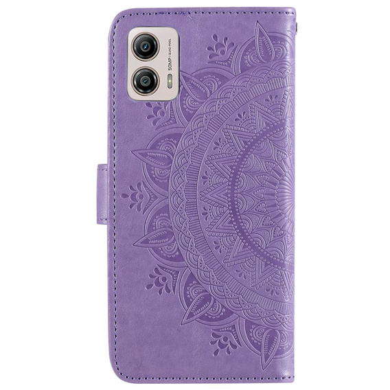 Θήκη με πτερύγιο για Motorola Moto G53 5G, Mandala, μωβ