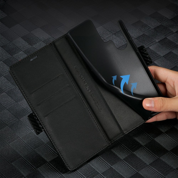 Θήκη με πτερύγιο για Samsung Galaxy S25 Ultra, Carbon LC.IMEEKE, μαύρη