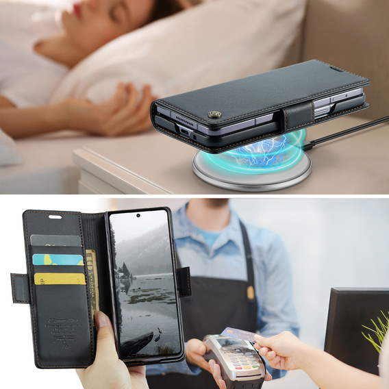 CASEME Litchi θήκη πορτοφόλι flip για Samsung Galaxy Z Fold7 5G