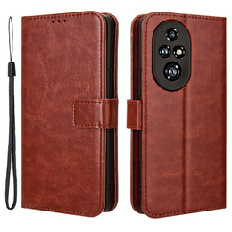 Θήκη με πτερύγιο για Honor 200 Pro 5G, Crazy Horse Wallet, καφέ
