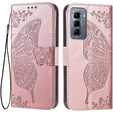 Θήκη με πτερύγιο για Infinix Hot 50 Pro+ 4G, Butterfly, ροζ rose gold