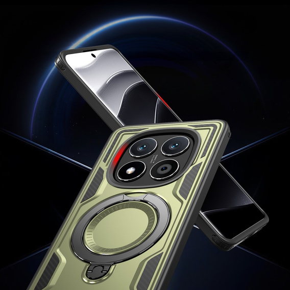 Θήκη για Xiaomi Redmi Note 14 Pro 5G / Poco X7 5G, Στρατιωτικό MagSafe, πράσινη + γυαλί 9H