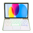 Θήκη με φωτιζόμενο πληκτρολόγιο bluetooth touchpad για iPad 10.9" 2022 (10 gen.), ανοιχτή πράσινη