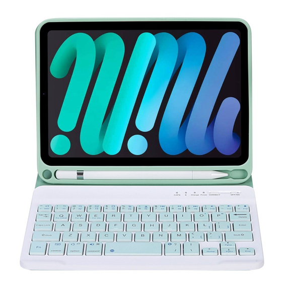 Θήκη με πληκτρολόγιο bluetooth για iPad mini 8.3" 2021 (6 gen.) / iPad mini 8.3" 2024 (7 gen.), πράσινη